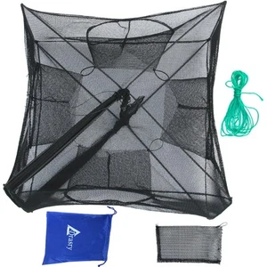 Black Fishing Bait Trap Foldable Fish Net for Minnow Crab Crayfish Crawdad Sh... - Picture 1 of 6