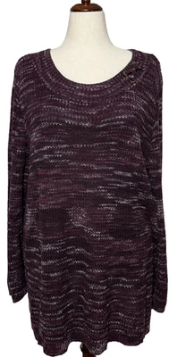 Suéter Catherines Mujer 3X 26-28W Púrpura Pullover Grueso Tejido Carrera Túnica Foto 1 de 4