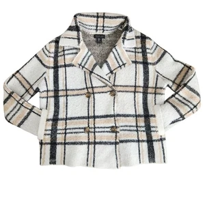 RACHEL ZOE soft & cozy plaid double breasted blazer size medium - Picture 1 of 6