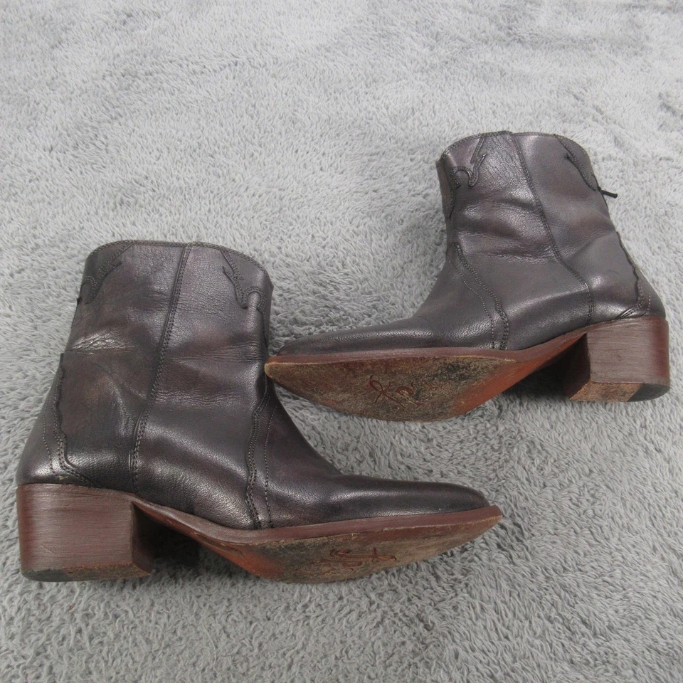 Botas Free People Mujer Talla 40 Cuero Marrón Tobillo Western Tacón Bloque Cremallera Foto 1 de 4