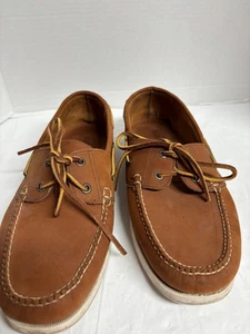 Men's L.L. Bean Handsewn Leather Boat Shoes Brown Casual Deck Loafers Size 11 EE - Picture 1 of 9