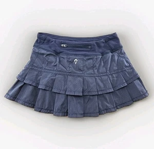 Ivivva Lululemon Girls 8 Tennis Skirt Navy Pleated Zip Pocket Built in Shorts - Picture 1 of 6