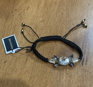 Juicy Couture B-Gem Stone Black Braided Friendship Bracelet New With Tag - Picture 1 of 5