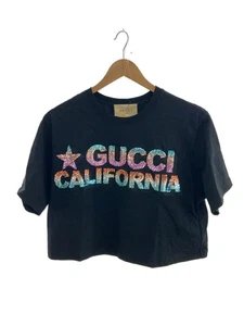 Mens GUCCI GUCCI Sequin Short Sleeve Cropped T shirt XS Cotton Black 691843 Wome - Picture 1 of 6