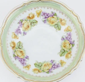 C1916 P. K. Silesia Porzellanfabrik Koenigszelt Amarillo Rosa Violeta Flores Verde - Imagen 1 de 10