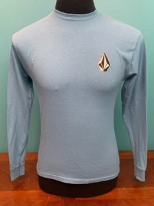 Volcom Youth Long Sleeve T-Shirt w Chest & Arm Logos - Size Large, Blue & Black - Picture 1 of 9