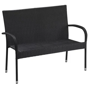 Gartenbank Bank Polyrattan PALERMO 2er Sitzbank Rattan Gartenmöbel schwarz - Bild 1 von 2