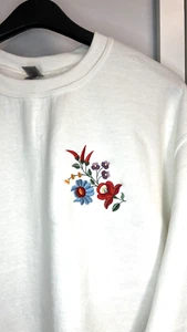 Womens Sweatshirt Pullover Hungarian Embroidery Hand Made Kalocsai Matyos GIFT M - Picture 1 of 6