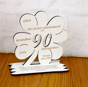 Geldgeschenk 90 Geburtstag Gutschein Kleeblatt weiß 11cm/16cm -4 Modell C - Picture 1 of 10