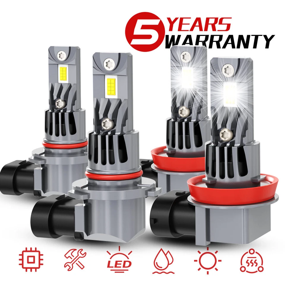 4x 9005 H11 LED Lights Hi-Lo 6000K For Toyota Land Cruiser Prado 2010-2018 - Image 1 of 4