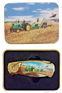 Navaja de bolsillo conmemorativa de cosecha de tractor con estaño - Imagen 1 de 2