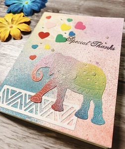 Biglietto di ringraziamento fatto a mano Auguri Cuori di elefante qualsiasi occasione (video aggiunto) - Foto 1 di 5