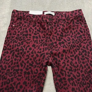 Social Standard By Sanctuary Jeans Womens 10 Maroon Ankle Skinny Cheetah New - Picture 1 of 16