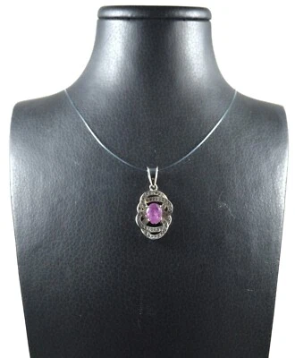 Ciondolo in Rubino, Cubic Zirconia e Argento 925 Made In Italy - Immagine 1 di 4