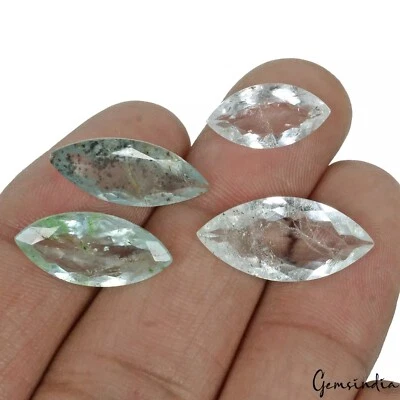 Lote de 4 piezas de piedras preciosas sueltas facetadas marquesa aguamarina natural sin tratar de 17,30 quilates Foto 1 de 4