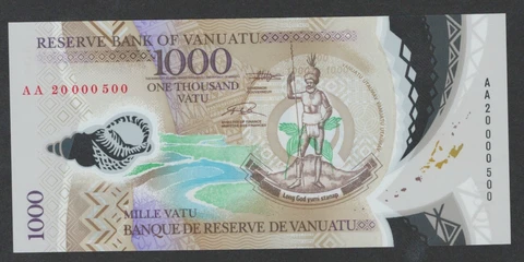 Vanuatu 1000 Vatu 2020 (2023) year P-13 UNC polymer low fancy number 000500 Cover