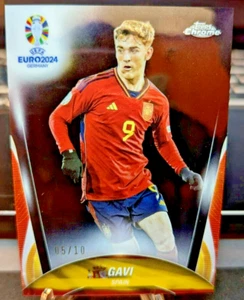 2024 Topps Chrome UEFA Euro #/10 Gold Refractor #87 Gavi Spain Midfielder SSP - Picture 1 of 3