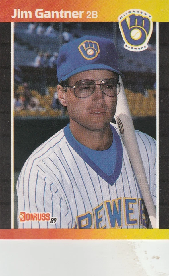 FREE SHIPPING-MINT-1989 Donruss Milwaukee Brewers Baseball Card #264 Jim Gantner - Image 1 of 1