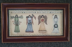 Cindy Shamp Spring American Autumn Winter Angels Framed Print 16.5" x 9.5" - Picture 1 of 7