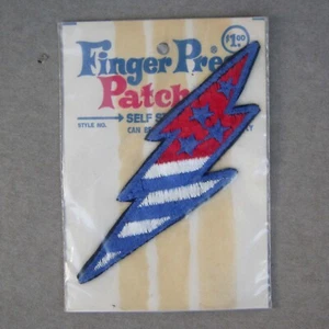 Vintage Finger Press Patch Red White Blue Star 1970s! Self Sticking Sew On Patch - Picture 1 of 3