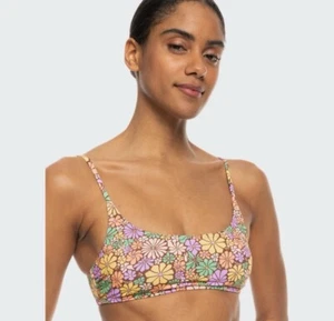 NWT Roxy All About Sol Bralette L Swim Bikini Top Full Coverage Brown Pastel $50 - Picture 1 of 5