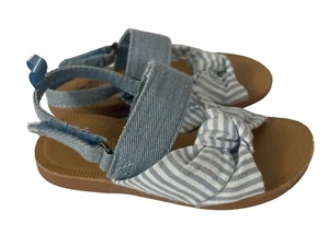 Sandalias OshKosh B'Gosh Bebé Niña Posey Lazo Talla 7M Azul Rayas Tela Denim - Imagen 1 de 7