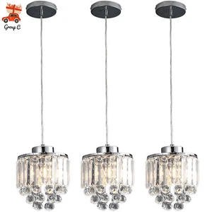3 Pack Crystal Pendant Lights – Elegant Chandelier for Kitchen Island - Picture 1 of 24
