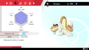 Pokémon Espada y Escudo SWSH - Drampa Brillante 6IV Max EV Listo para la Batalla - Imagen 1 de 4