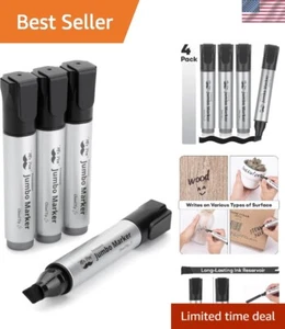 Thick Chisel Tip Jumbo Permanent Markers - Black, Waterproof Ink - 4 Count - Picture 1 of 9