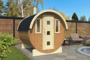 Saunafass Fasssauna Saunahaus 205x235 cm Bausatz Thermo-Holz +AKTION+ - Bild 1 von 7