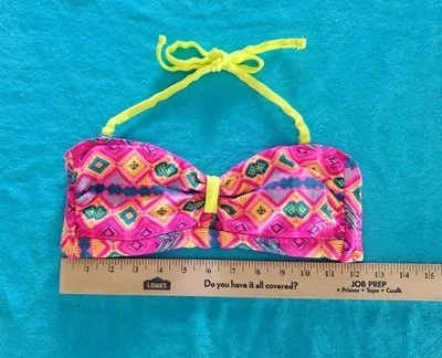 Top de bikini OP colorido halter bandeau talla M rosa azul tie dye nuevo sin etiquetas Foto 1 de 3