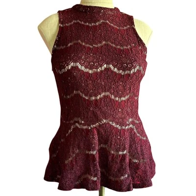 Womens Top Size Medium Burgundy Flare Waist Dark Academia Whimsigoth - Image 1 of 4