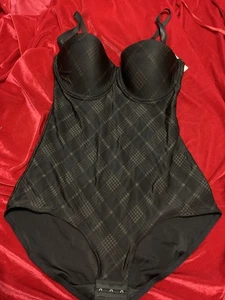 Vintage Lynda’s World Black Shapewear Teddy Underwear Underwire Bra Lace Size32B - Picture 1 of 5