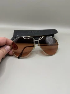 Serengeti Aviator Herren Draht Sonnenbrille Gold Reparatur nötig mit Etui - Bild 1 von 10