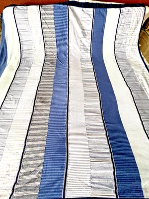 NAUTICA Cortina de Ducha 100% Algodón Patchwork Azul Marino Denim Blanco 70" x 70" Foto 1 de 4