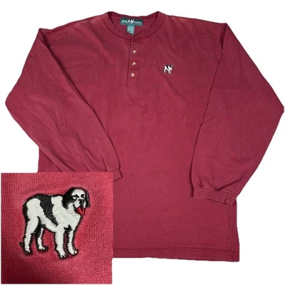 Винтажная футболка Big Dogs Henley XL Y2K красная с длинным рукавом вышитый логотип футболка - Изображение 1 из 4