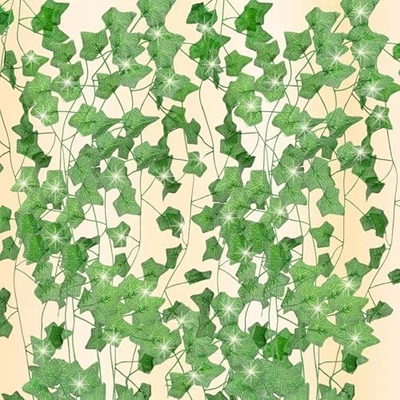  Paquete de 24 hojas falsas de 173 pies, guirnalda de hiedra artificial cuerda de hojas artificiales  Foto 1 de 4