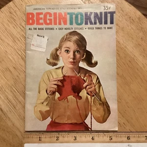 Begin to Knit Booklet American Thread Co Book 201 Vintage - Picture 1 of 6
