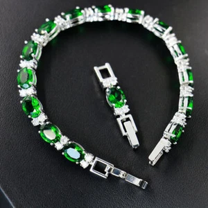 Handarbeit Mix Farbe Grün Citrin Topas Edelstein Silber Charm Kette Armbänder Neu - Bild 1 von 9