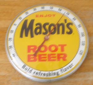 Vintage 1968 Mason's Root Beer rundes 12" Thermometer/Werbeschild - Bild 1 von 10