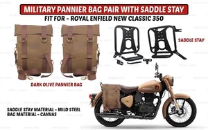 Dark Olive Pannier Bag "With Saddle Stay Fit For Royal Enfield New Classic 350" - Bild 1 von 15
