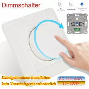 10-400W LED Dimmer Dimmschalter Dreh-Dimmer LEDs & Trafo Drehdimmer - Bild 1 von 12