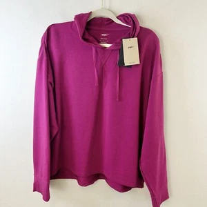 Nike Yoga Sweatshirt Womens M Dri Fit Hooded Training Soft Activewear Pink Loose - Picture 1 of 16