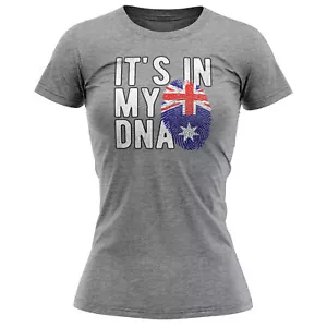 Australian Flag Womens T Shirt Australia Its In My DNA Her Fingerprint Top Tee - Picture 1 of 10