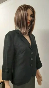 Stylish women's black jacket without lining. size 8, 100% linen. Windson Poland. - Picture 1 of 5