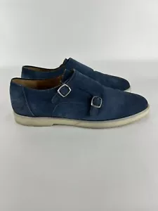 Mocasines/Zapatos Magnanni 2381 Hombres 11/44 Paulo Azul Marino Gamuza Doble Correa Monje - Imagen 1 de 10