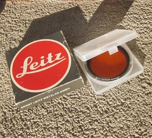 VINTAGE MADE IN GERMANY ERNST LEITZ WETZLAR PHOTO LENS ORANGE FILTER 13312 & BOX - Picture 1 of 13