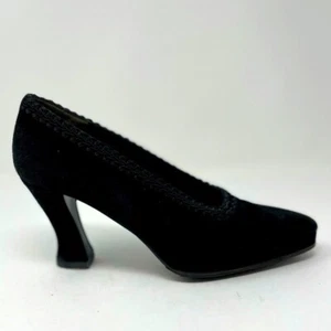 Tacchi vintage stile vittoriano Karl Lagerfield nero pelle scamosciata 6,5B scatola AA anni '80 pelle scamosciata - Foto 1 di 9