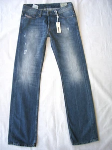 NEW Diesel Men Viker Regular Straight Jean 30 X 33 Blue Cotton Distressed $218 - Picture 1 of 13