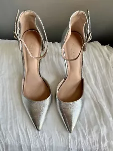 Rachel Zoe Women's Hayworth Classic Ankle Strap Pump Heels Silver Size 8.5 M US - Picture 1 of 12